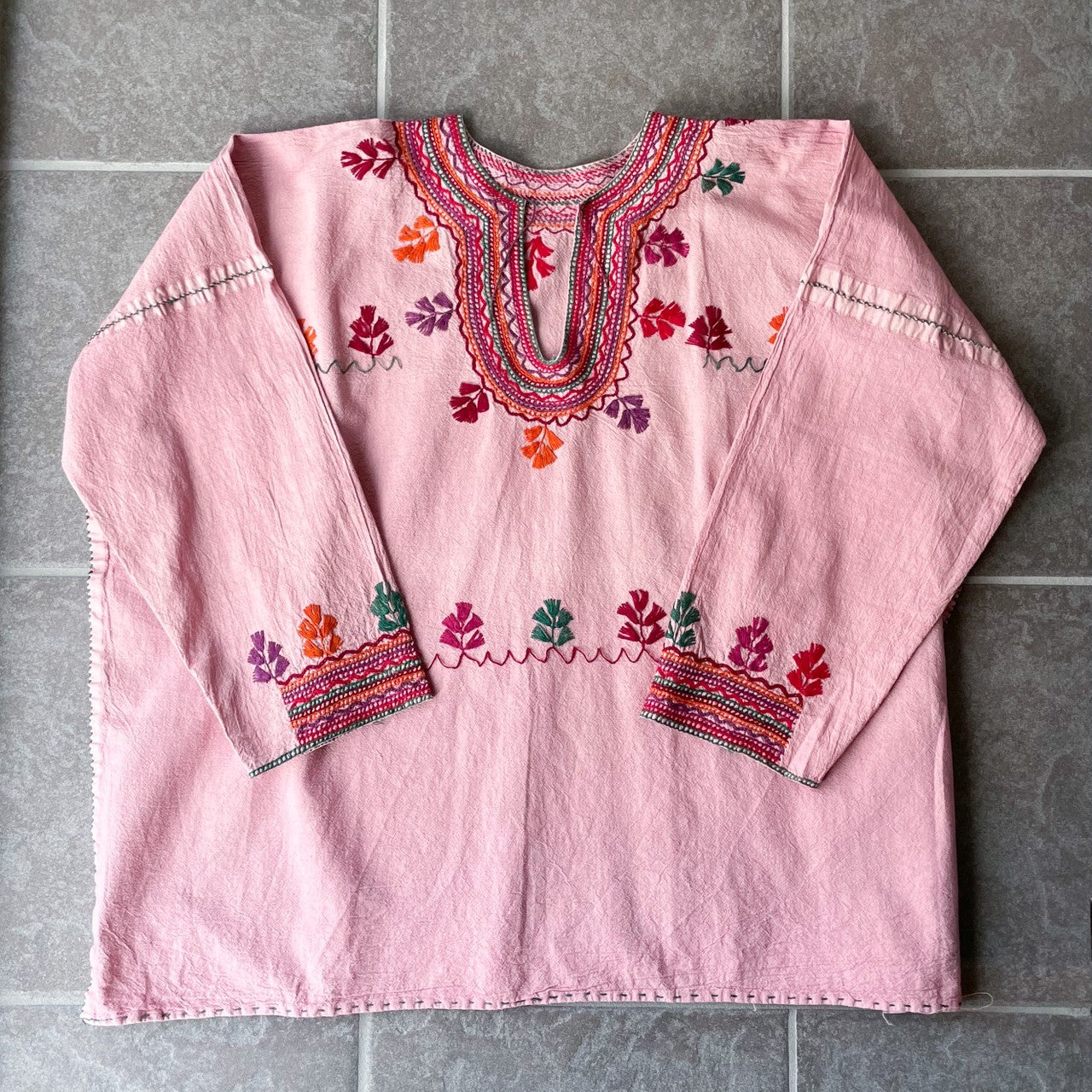 Mexican Embroidery Blouse #1/メキシコ 刺繍 ブラウス トップス 後染め
