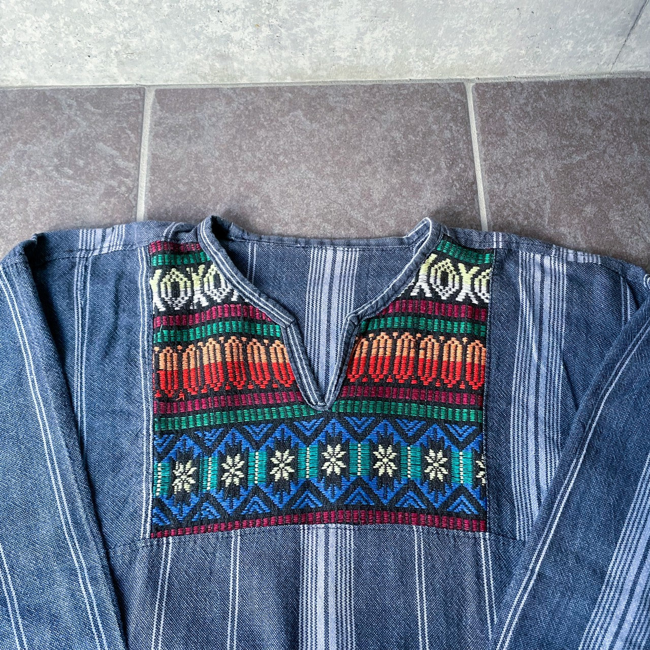 Guatemalan Indigo Blouse #2/グアテマラ ウィピル 刺繍 織り ブラウス トップス