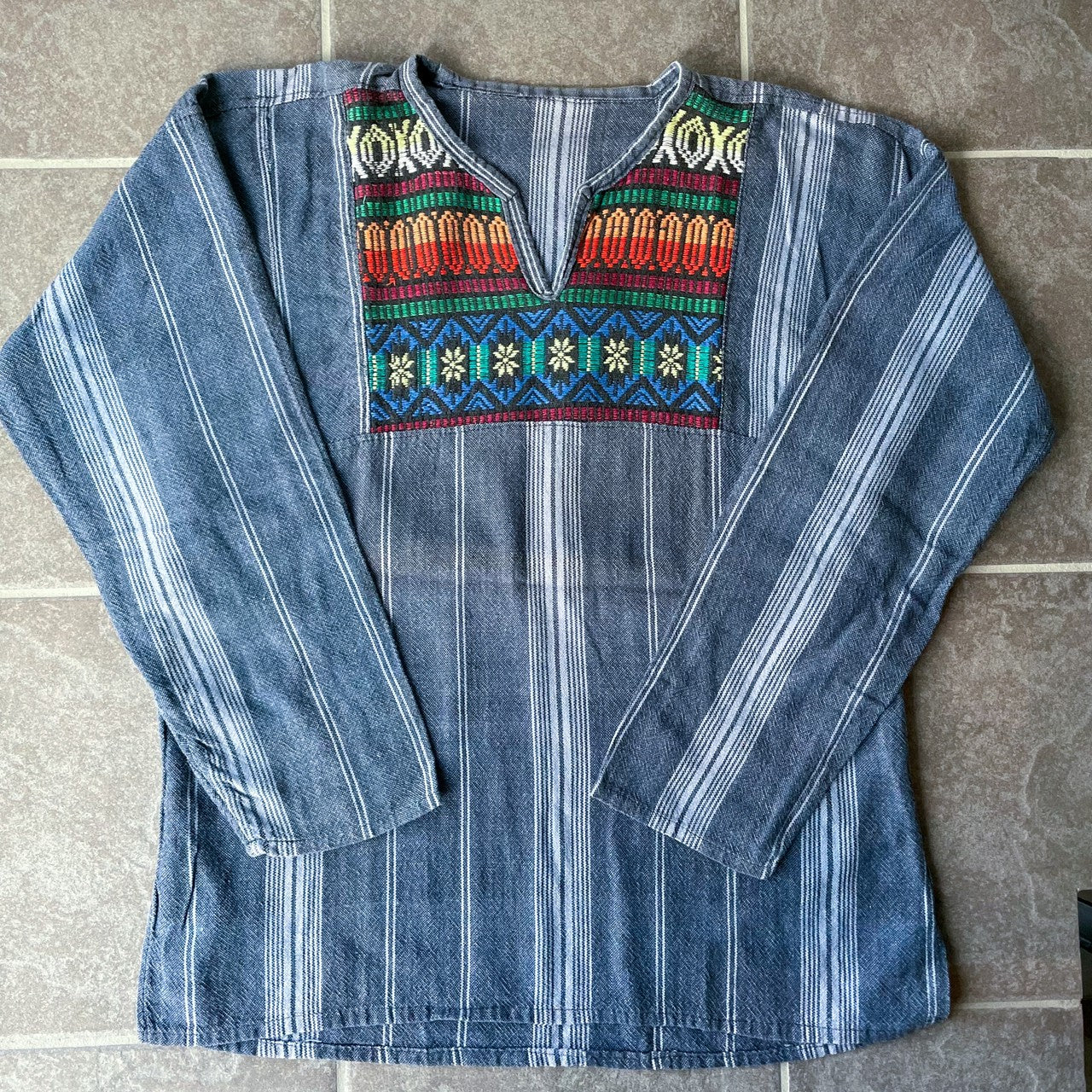 Guatemalan Indigo Blouse #2／グアテマラ ウィピル 刺繍 織り ブラウス トップス