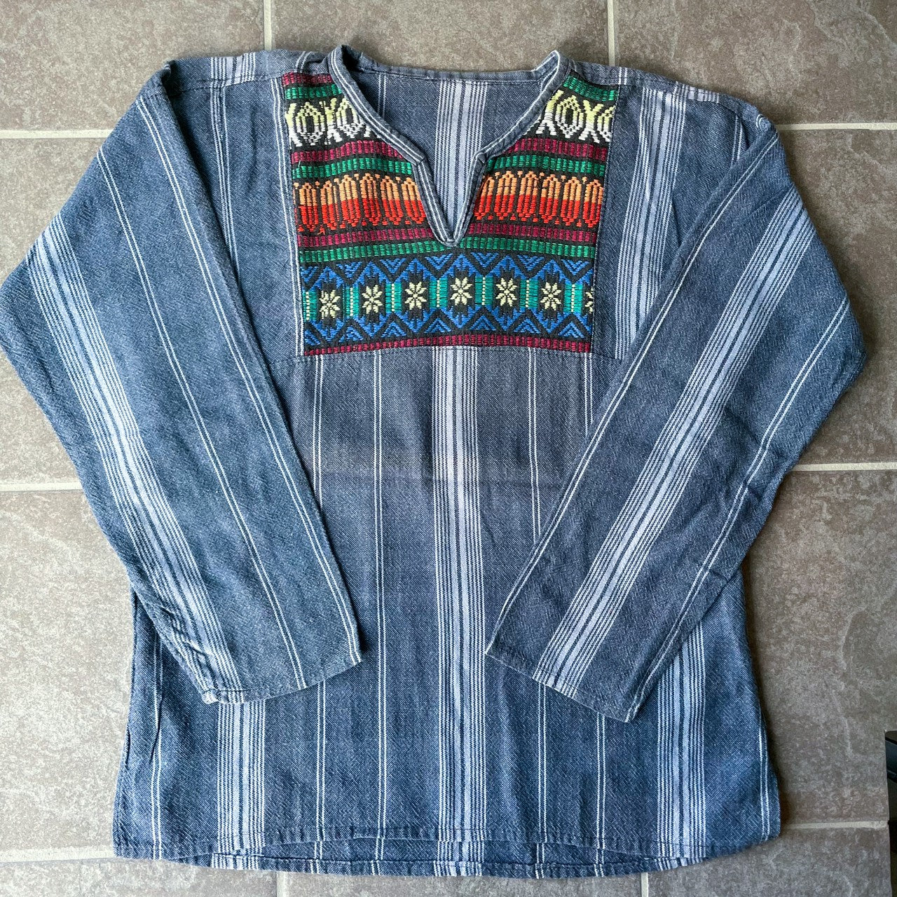Guatemalan Indigo Blouse #2/グアテマラ ウィピル 刺繍 織り ブラウス トップス