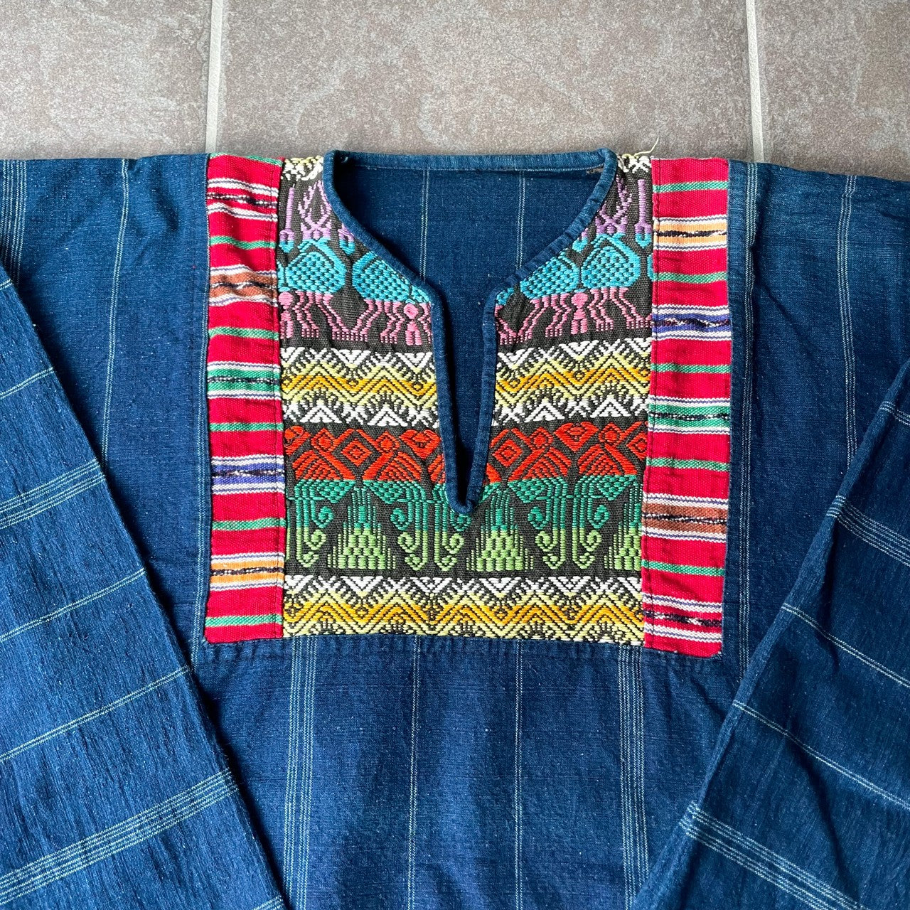 Guatemalan Indigo Blouse #1/グアテマラ ウィピル 刺繍 織り ブラウス トップス