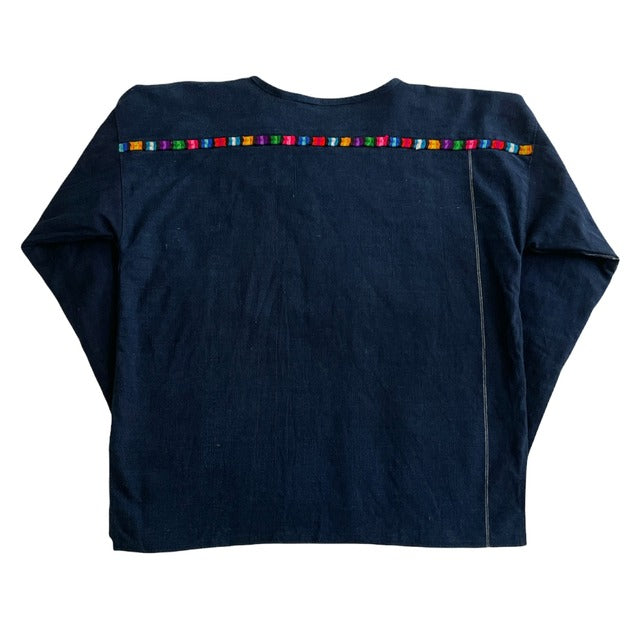 Huipil × Indigo Blouse #1/グアテマラ ウィピル 藍染 ブラウス 刺繍