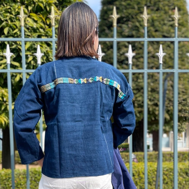 Huipil × Indigo Blouse #2/グアテマラ ウィピル 藍染 ブラウス 刺繍