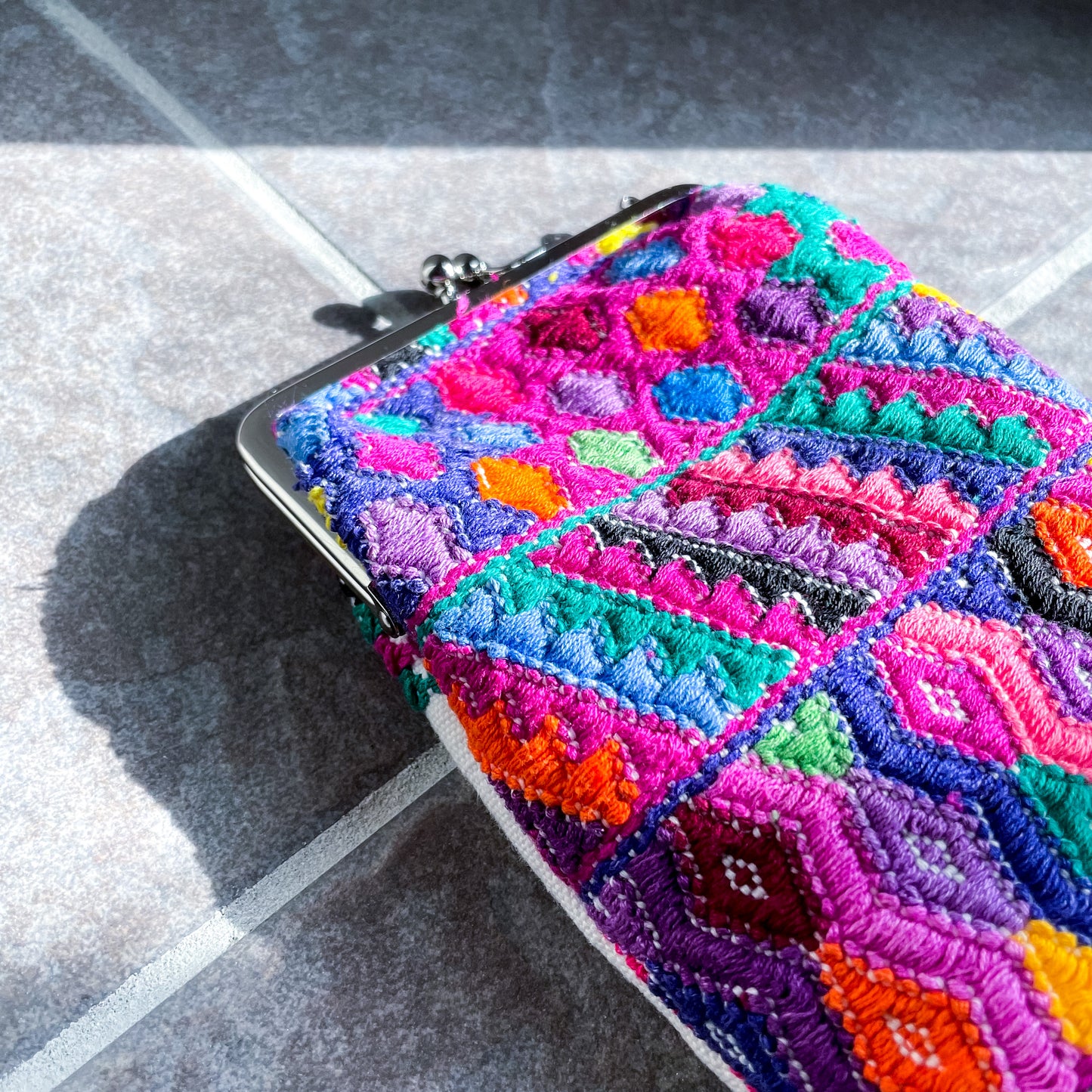 Guatemalan Huipil Mini Bag #4/グアテマラ ウィピル がま口バッグ ポシェット スマホケース