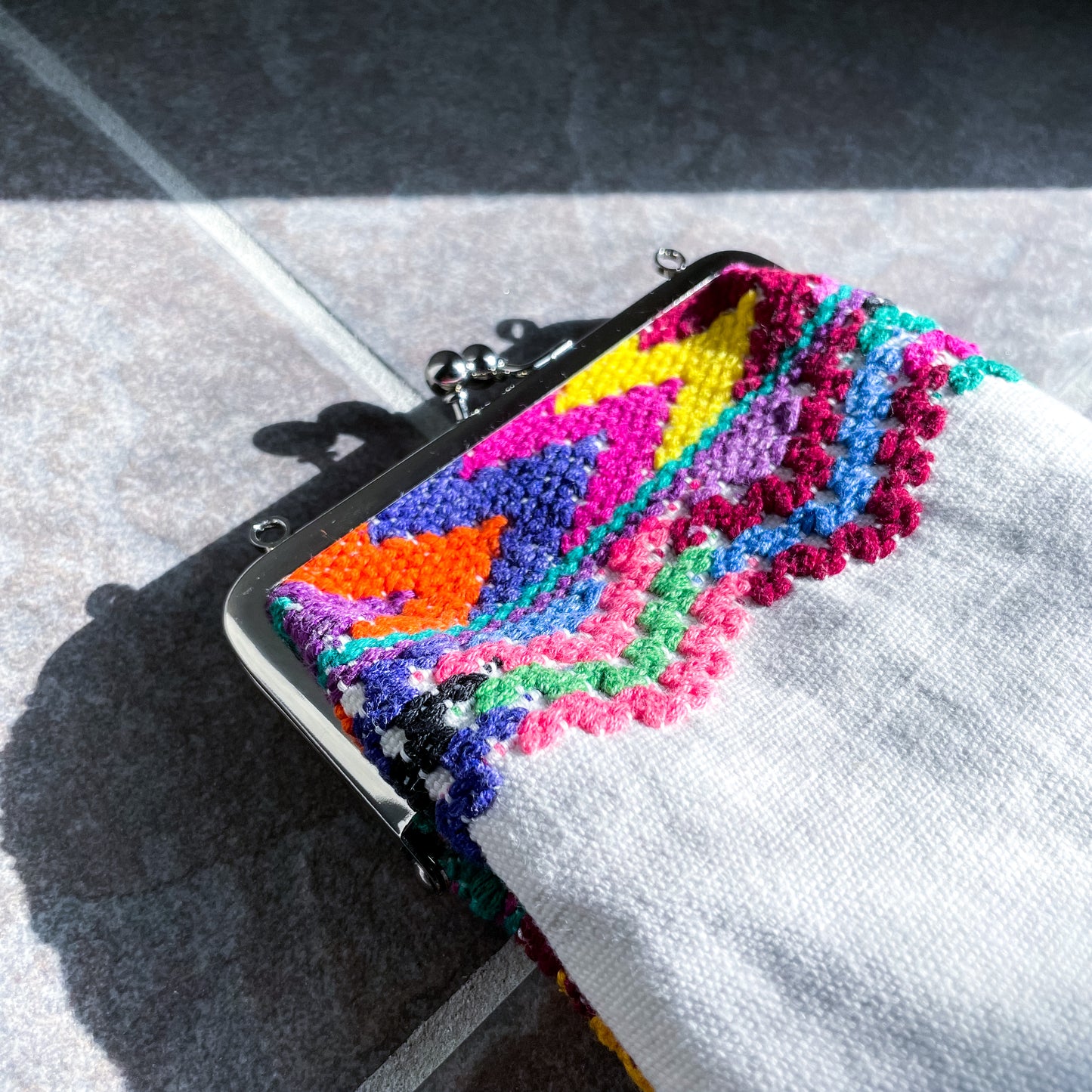 Guatemalan Huipil Mini Bag #4/グアテマラ ウィピル がま口バッグ ポシェット スマホケース