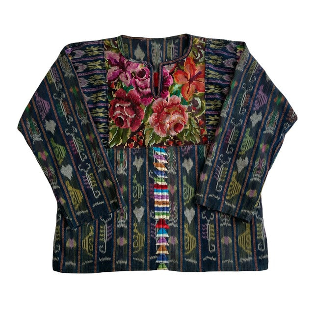 Huipil × Indigo Blouse #4/グアテマラ ウィピル 藍染 ブラウス 刺繍