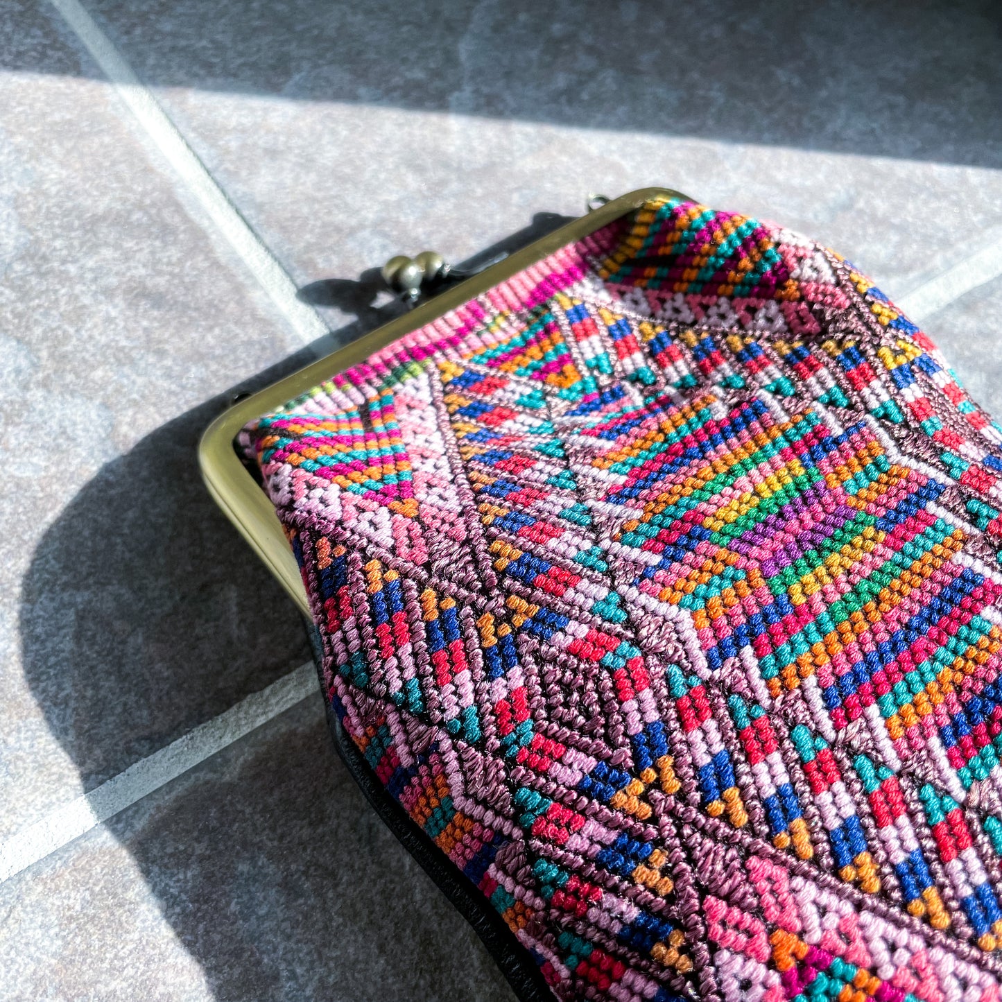 Guatemalan Huipil Mini Bag #1/グアテマラ ウィピル がま口バッグ ポシェット スマホケース