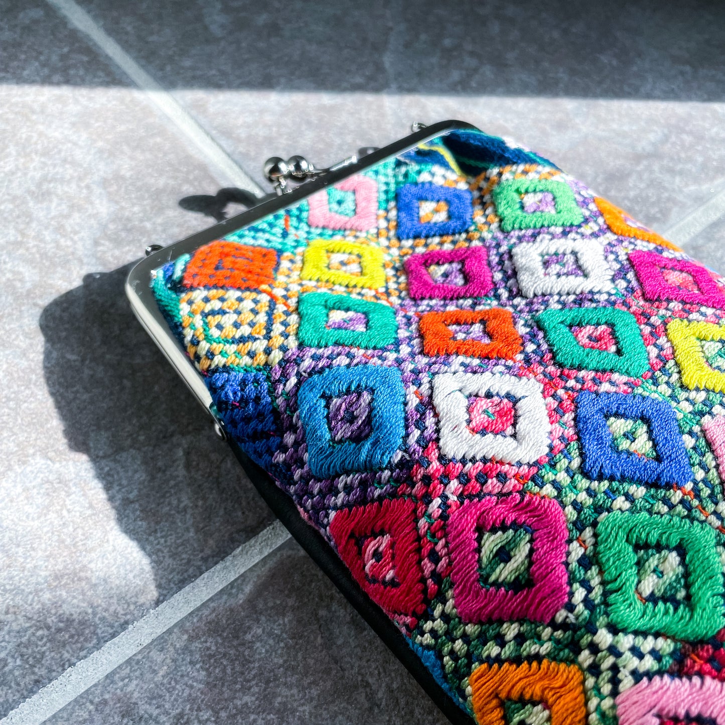 Guatemalan Huipil Mini Bag #5/グアテマラ ウィピル がま口バッグ ポシェット スマホケース