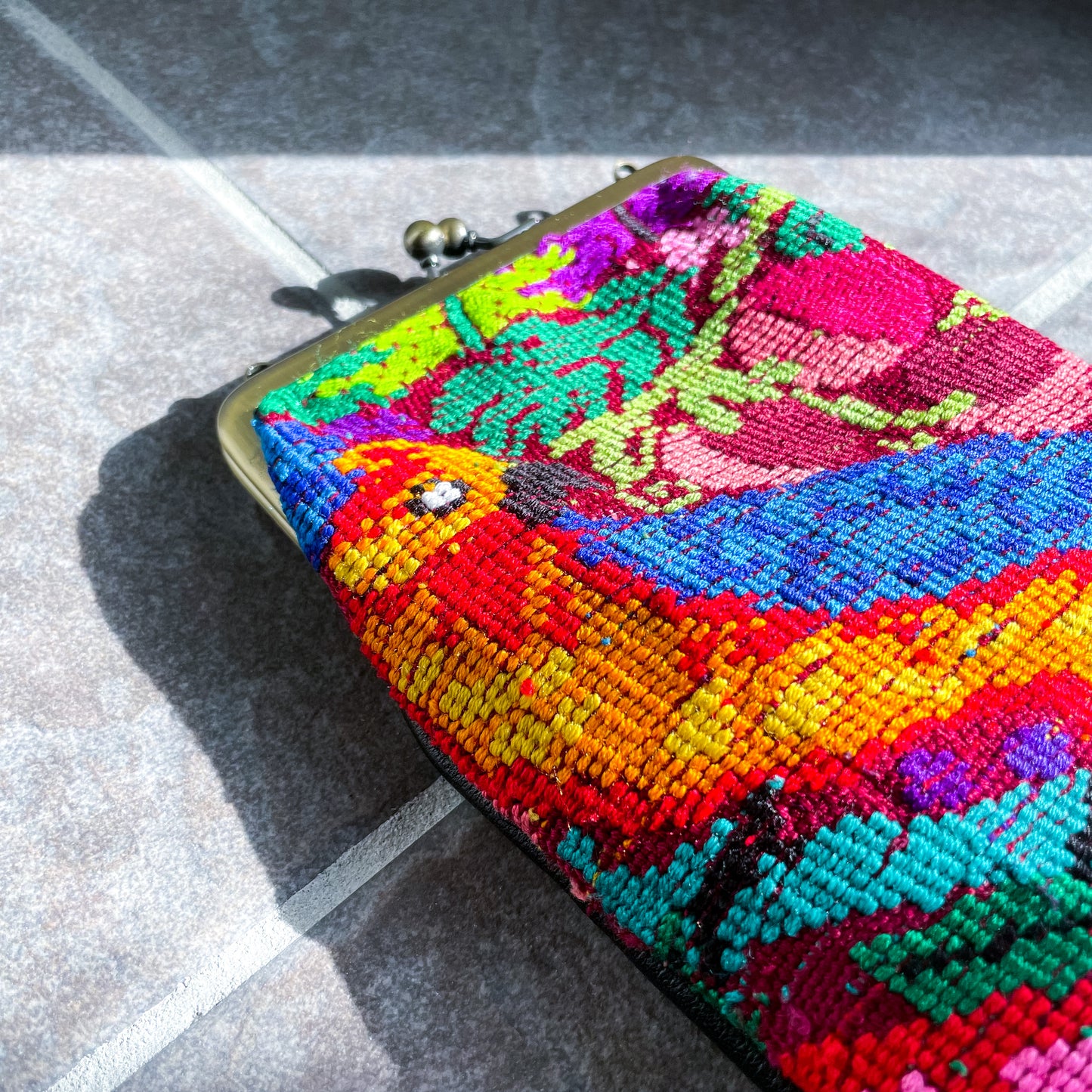 Guatemalan Huipil Mini Bag #3/グアテマラ ウィピル がま口バッグ ポシェット スマホケース