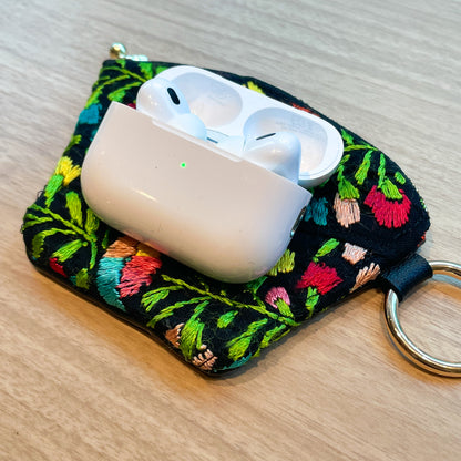 Mexican Embroidery Mini Pouch #1／メキシコ刺繍 サンアントニーノ ポーチ airpods ケース