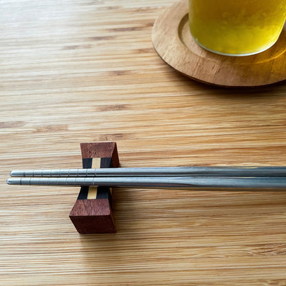 Wood Chopsticks Rest #4／箸置き 天然木 チーク 寄木細工