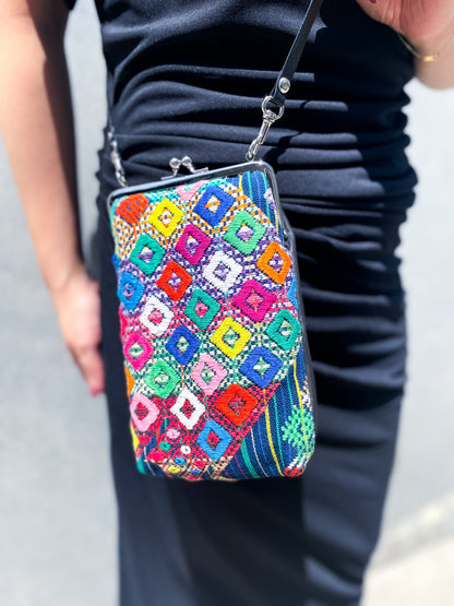 Guatemalan Huipil Mini Bag #5／グアテマラ ウィピル がま口バッグ ポシェット スマホケース