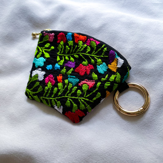 Mexican Embroidery Mini Pouch #4／メキシコ刺繍 サンアントニーノ ポーチ airpods ケース