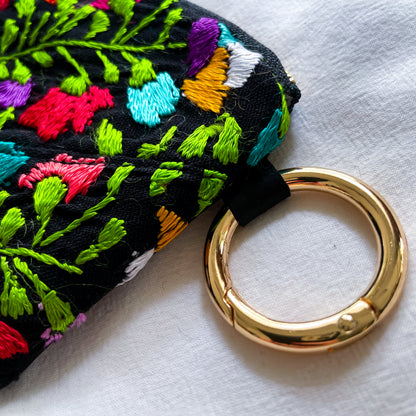Mexican Embroidery Mini Pouch #4／メキシコ刺繍 サンアントニーノ ポーチ airpods ケース