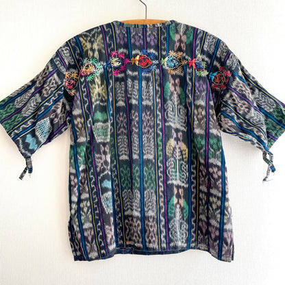 Huipil × Indigo Blouse Short Sleeve D／グアテマラ ウィピル 藍染 半袖ブラウス