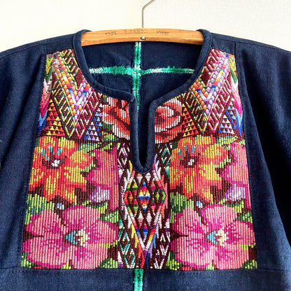 Huipil × Indigo Blouse Short Sleeve C／グアテマラ ウィピル 藍染 半袖ブラウス