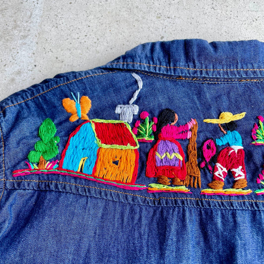 Michoacan Embroidery Light Denim Shirt C (KIDS)／ミチョアカン メキシコ刺繍 デニムシャツ 薄手／インディゴ キッズサイズ