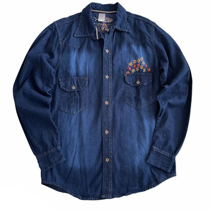 Michoacan Embroidery Denim Shirt E／ミチョアカン メキシコ刺繍 デニムシャツ インディゴ