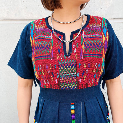 Huipil × Indigo Dress H (S)／グアテマラ ウィピル × 藍染 ワンピース