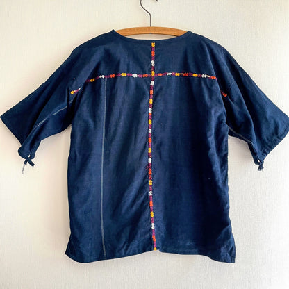 Huipil × Indigo Blouse Short Sleeve E／グアテマラ ウィピル 藍染 半袖ブラウス
