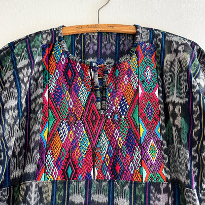 Huipil × Indigo Blouse Short Sleeve D／グアテマラ ウィピル 藍染 半袖ブラウス