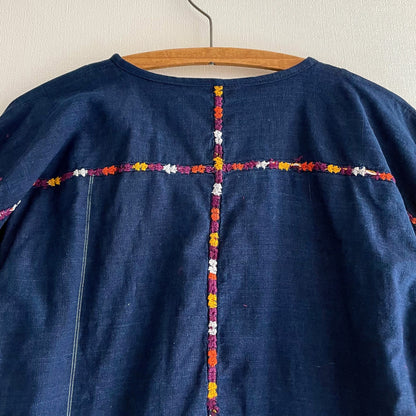 Huipil × Indigo Blouse Short Sleeve E／グアテマラ ウィピル 藍染 半袖ブラウス