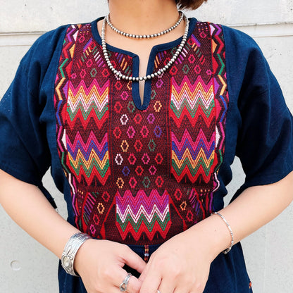 Huipil × Indigo Dress I (S)／グアテマラ ウィピル × 藍染 ワンピース
