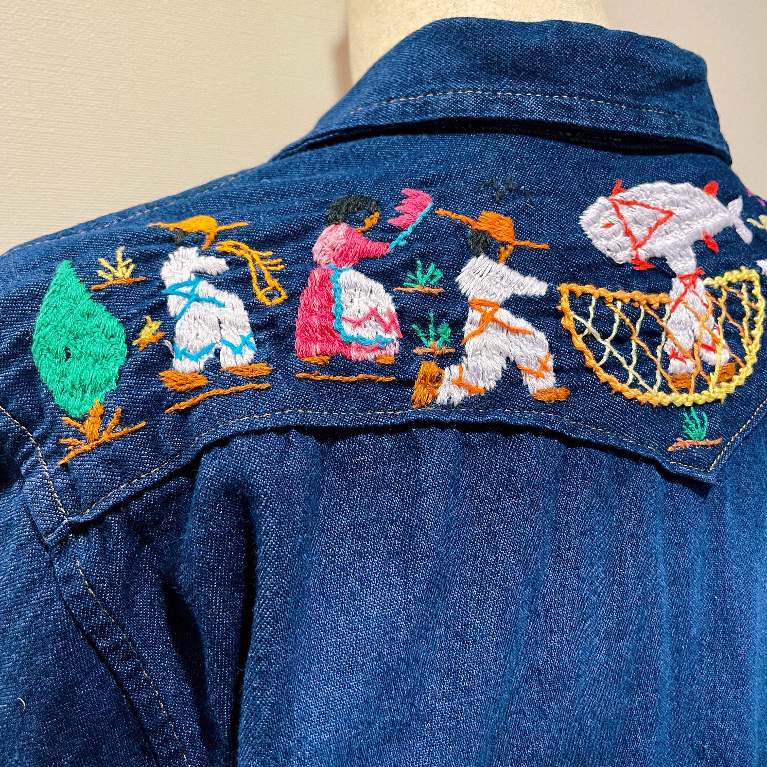 Michoacan Embroidery Denim Shirt E／ミチョアカン メキシコ刺繍 デニムシャツ インディゴ