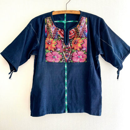Huipil × Indigo Blouse Short Sleeve C／グアテマラ ウィピル 藍染 半袖ブラウス