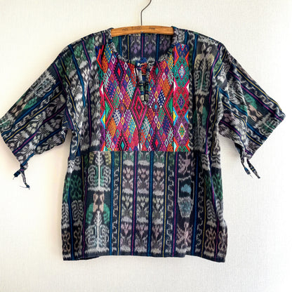 Huipil × Indigo Blouse Short Sleeve D／グアテマラ ウィピル 藍染 半袖ブラウス