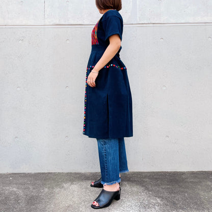 Huipil × Indigo Dress H (S)／グアテマラ ウィピル × 藍染 ワンピース