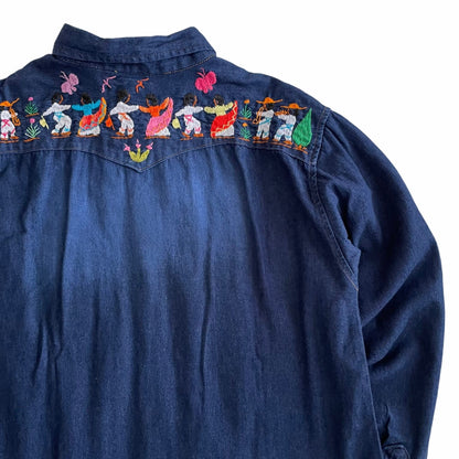 Michoacan Embroidery Denim Shirt F／ミチョアカン メキシコ刺繍 デニムシャツ インディゴ