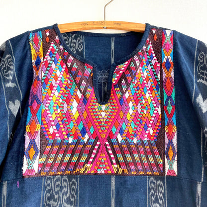 Huipil × Indigo Blouse Short Sleeve A／グアテマラ ウィピル 藍染 半袖ブラウス