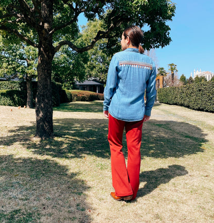 Chiapas Embroidery Light Denim Shirt A (M)／チアパス メキシコ刺繍 デニムシャツ 薄手／インディゴ Mサイズ