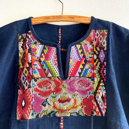Huipil × Indigo Blouse Short Sleeve B／グアテマラ ウィピル 藍染 半袖ブラウス