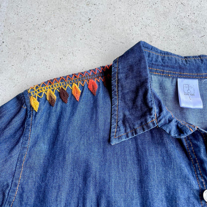Chiapas Embroidery Light Denim Shirt B (M)／チアパス メキシコ刺繍 デニムシャツ 薄手／インディゴ Mサイズ