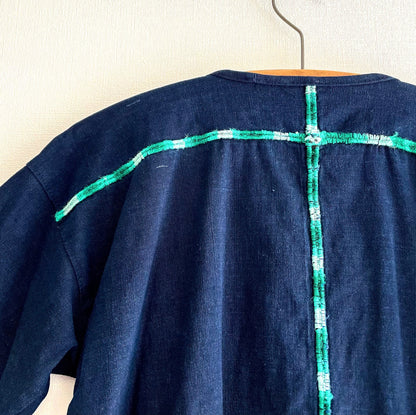 Huipil × Indigo Blouse Short Sleeve C／グアテマラ ウィピル 藍染 半袖ブラウス