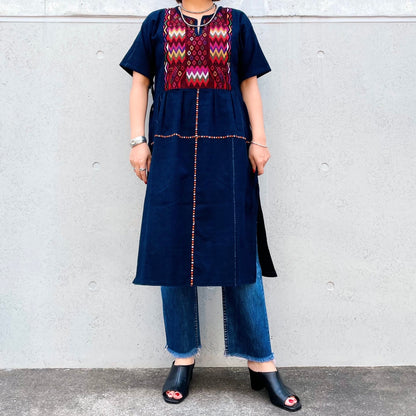 Huipil × Indigo Dress I (S)／グアテマラ ウィピル × 藍染 ワンピース