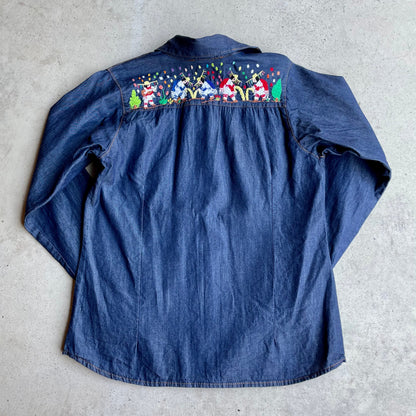 Michoacan Embroidery Light Denim Shirt H (KIDS)／ミチョアカン メキシコ刺繍 デニムシャツ 薄手／インディゴ キッズサイズ