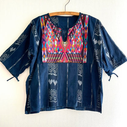 Huipil × Indigo Blouse Short Sleeve A／グアテマラ ウィピル 藍染 半袖ブラウス