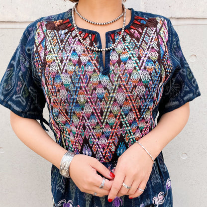 Huipil × Indigo Dress J (S)／グアテマラ ウィピル × 藍染 ワンピース