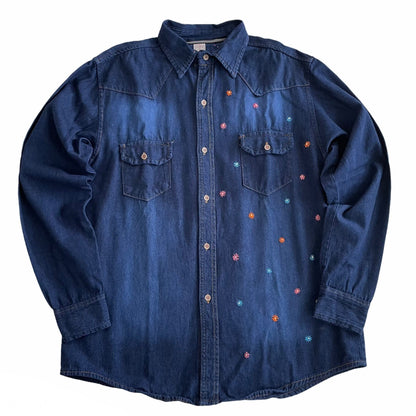 Michoacan Embroidery Denim Shirt F／ミチョアカン メキシコ刺繍 デニムシャツ インディゴ