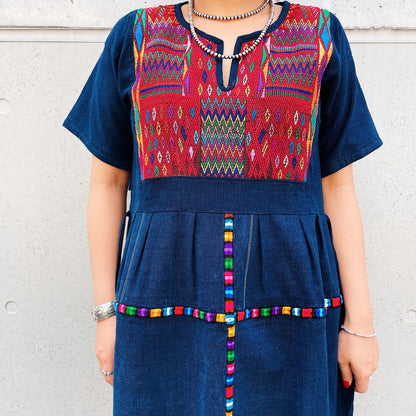 Huipil × Indigo Dress H (S)／グアテマラ ウィピル × 藍染 ワンピース