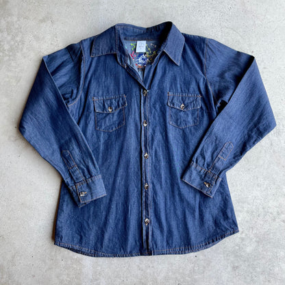 Michoacan Embroidery Light Denim Shirt H (KIDS)／ミチョアカン メキシコ刺繍 デニムシャツ 薄手／インディゴ キッズサイズ