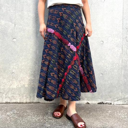 Indigo Skirt Corte #13／グアテマラ コルテ 藍染 スカート 刺繍 民族衣装