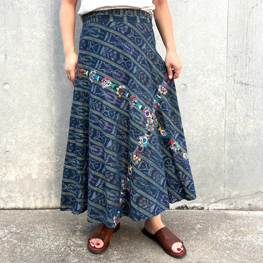 Indigo Skirt Corte #11／グアテマラ コルテ 藍染 スカート 刺繍 民族衣装