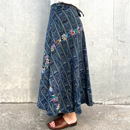 Indigo Skirt Corte #11／グアテマラ コルテ 藍染 スカート 刺繍 民族衣装