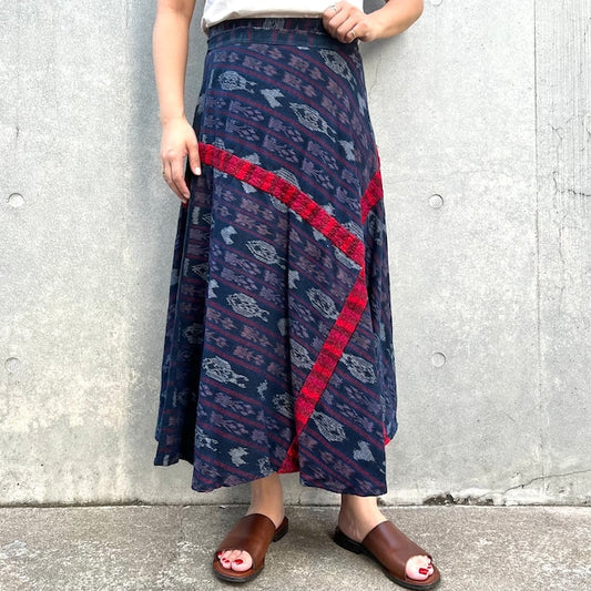 Indigo Skirt Corte #10／グアテマラ コルテ 藍染 スカート 刺繍 民族衣装