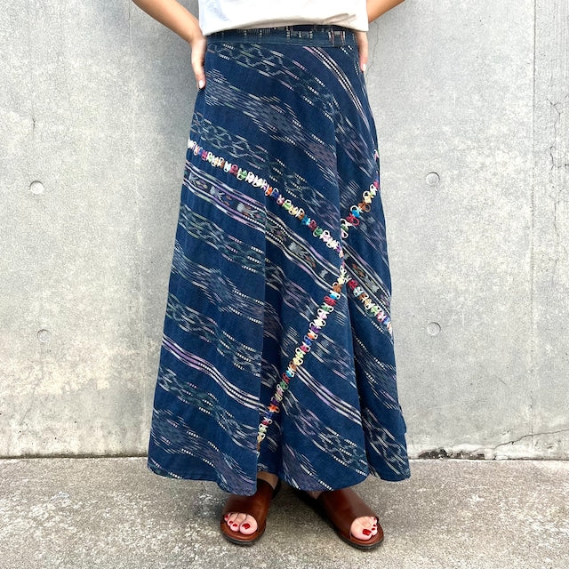Indigo Skirt Corte #9／グアテマラ コルテ 藍染 スカート 刺繍 民族衣装