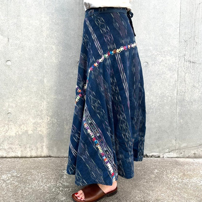 Indigo Skirt Corte #9／グアテマラ コルテ 藍染 スカート 刺繍 民族衣装